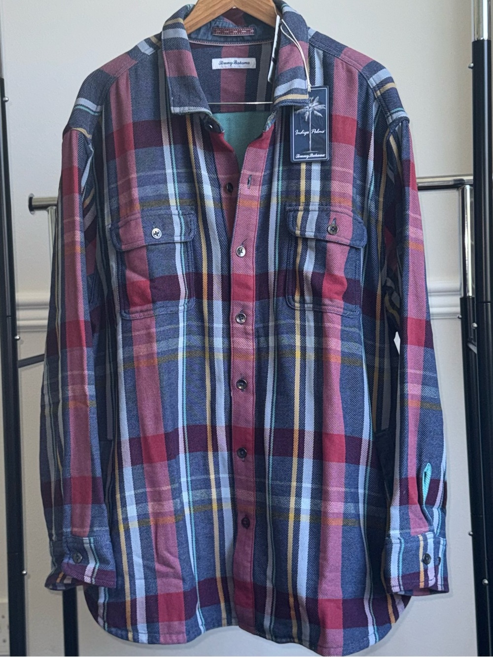 TOMMY BAHAMA Men's Copper Canyon Plaid Shirt Jacket 100% Cotton 2XLB NWT - Picture 4 of 10